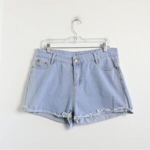 NWOT high rise denim shorts 90s mom light blue new XL summer beach vacay raw hem